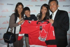 Family photo op collecting autographs
