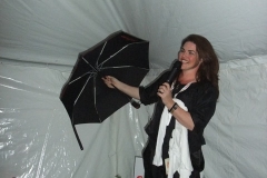 Jane Roos with the unique CAN Fund Umbrella which includes all CAN Fund recipients names